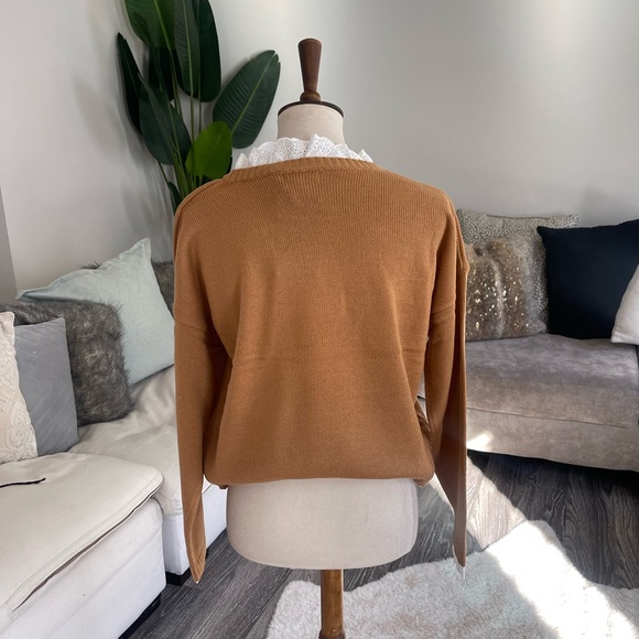 Brave soul spiced Camel sweater with ruffle wrists and neck - Picture 3 of 4